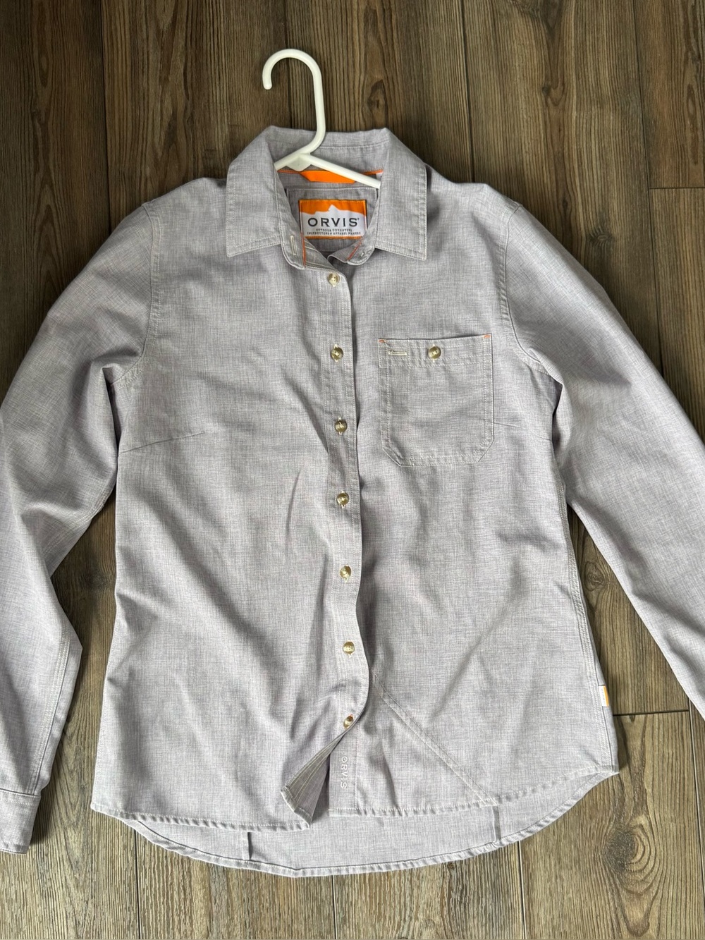 Orvis Womens Light Gray Button-Down Shirt S